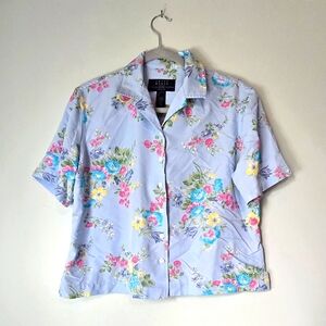 Vintage Crazy Horse Blue Button Down Shirt Collar